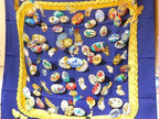 Hermes Couvee D'hermes Carre 90 Silk 100% Large Scarf Blue