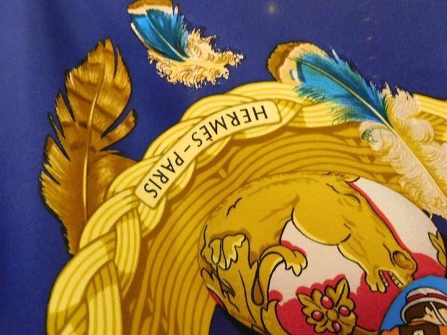 Hermes Couvee D'hermes Carre 90 Silk 100% Large Scarf Blue — view 2