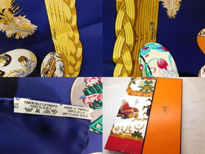 Hermes Couvee D'hermes Carre 90 Silk 100% Large Scarf Blue — view 4
