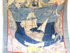 Hermes Christophe Colomb Carre 90 Silk 100% Large Scarf Light Blue