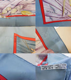 Hermes Christophe Colomb Carre 90 Silk 100% Large Scarf Light Blue — view 3
