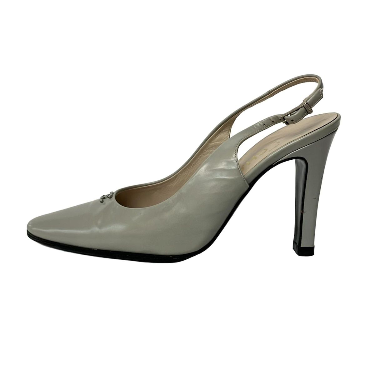Chanel Sandals 35.5 Light Gray CC Logo Leather