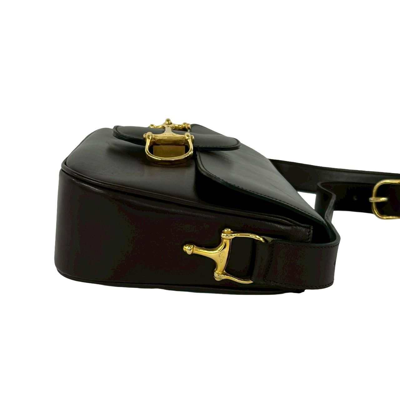 Celine Vintage Horsebit Logo Calf Leather Shoulder Bag Brown — view 6