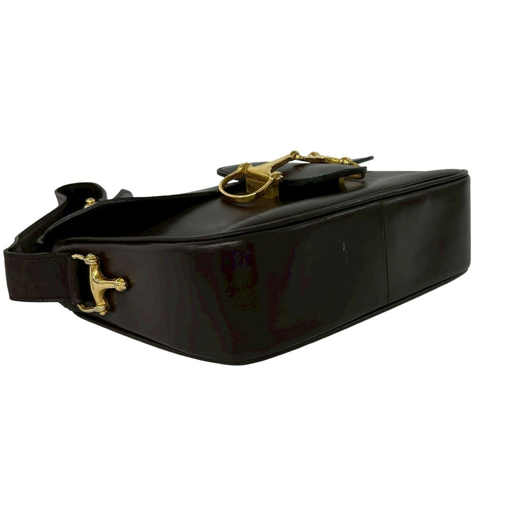 Celine Vintage Horsebit Logo Calf Leather Shoulder Bag Brown — view 7