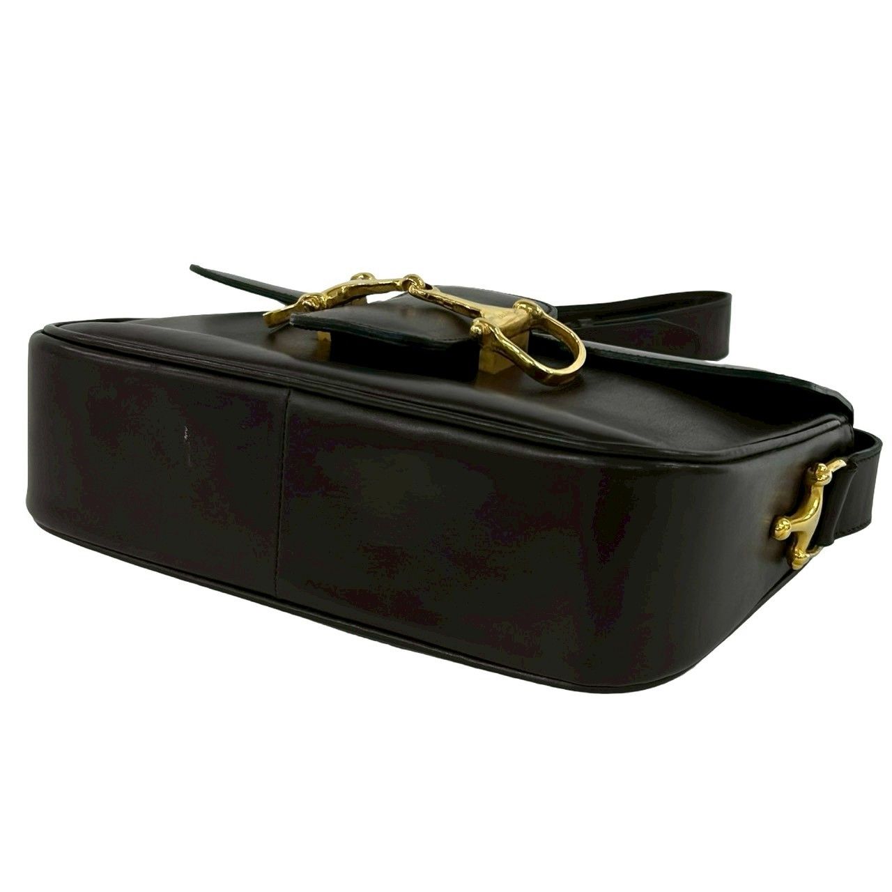 Celine Vintage Horsebit Logo Calf Leather Shoulder Bag Brown — view 8