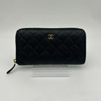 Chanel Wallet Quilted Caviar Leather Black