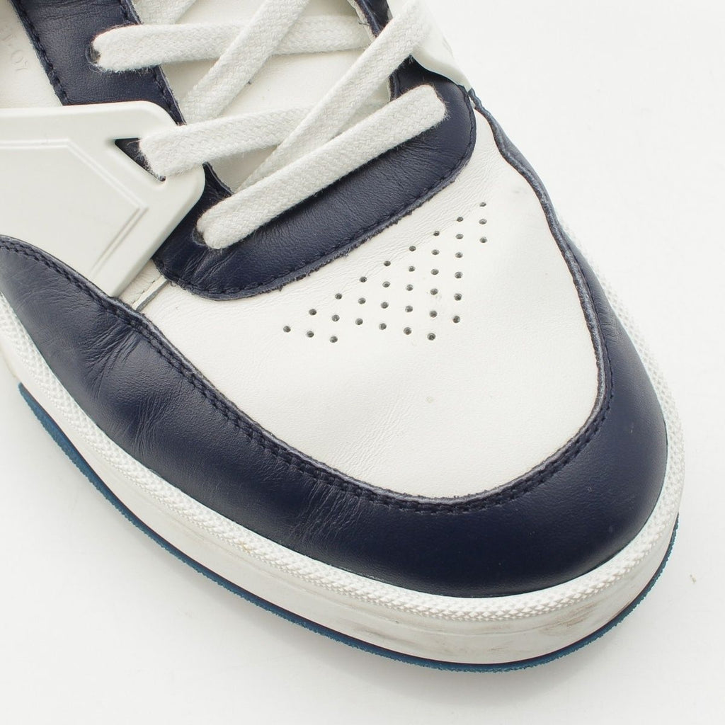 Celine Leather Logo Low Cut Sneakers White Navy — view 6
