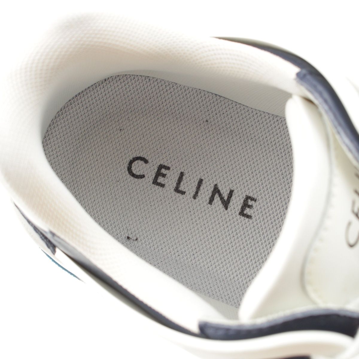 Celine Leather Logo Low Cut Sneakers White Navy — view 7