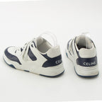 Celine Leather Logo Low Cut Sneakers White Navy — view 4