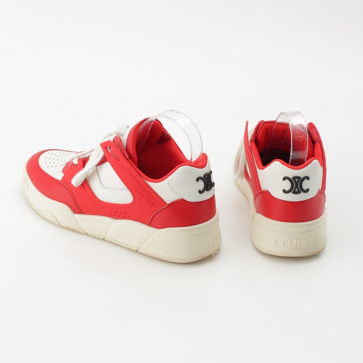 Celine Leather Low Cut Sneakers Red — view 4