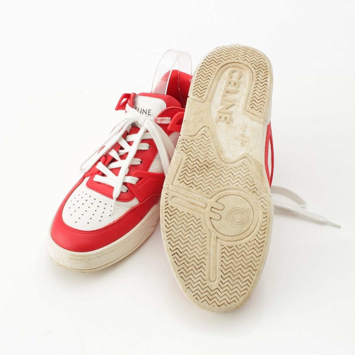Celine Leather Low Cut Sneakers Red — view 5