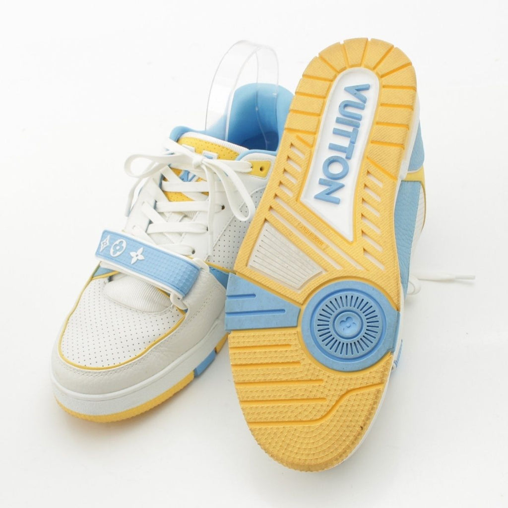 Louis Vuitton LV Trayna Leather Velcro Sneakers Light Blue 7 1/2 — view 5