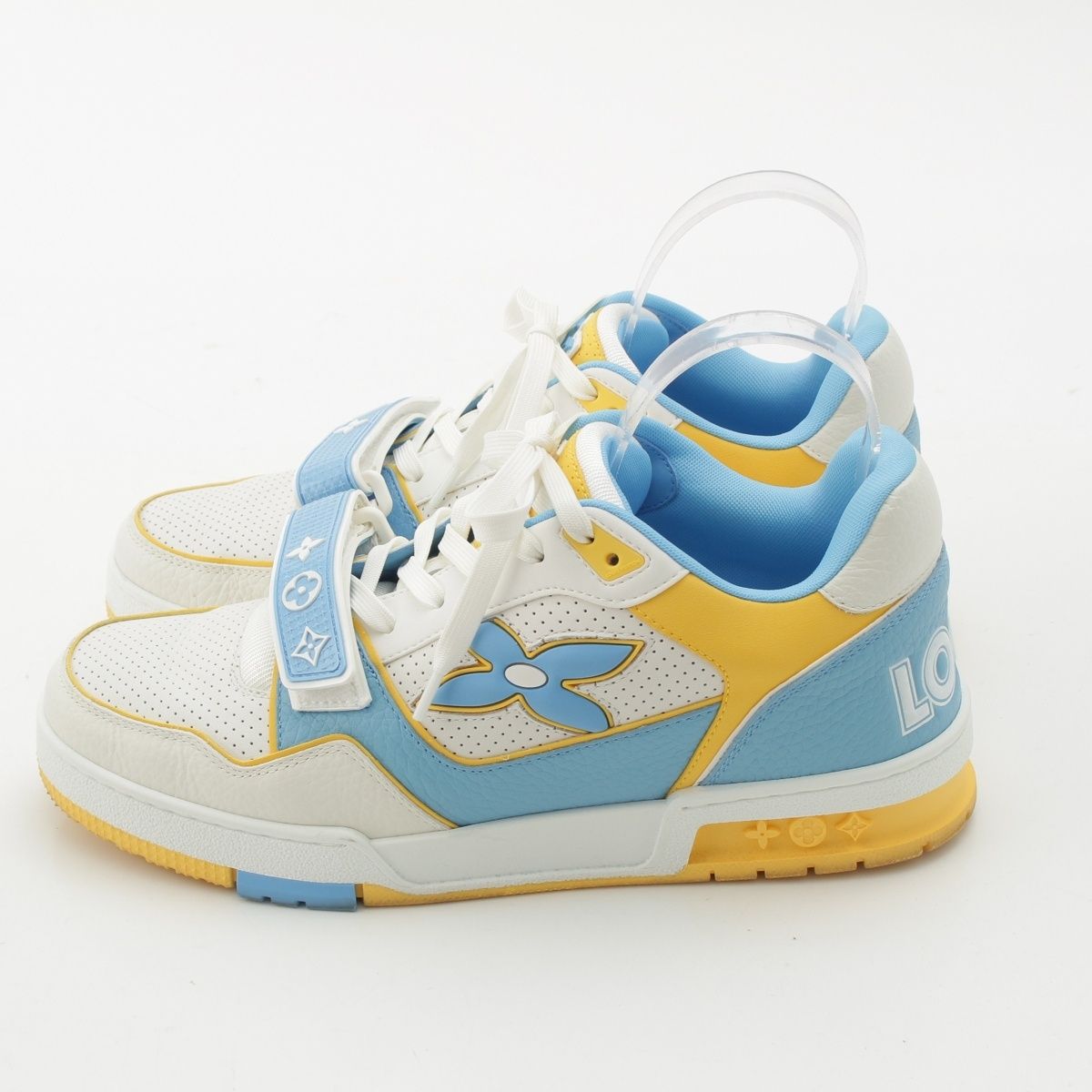 Louis Vuitton LV Trayna Leather Velcro Sneakers Light Blue 7 1/2 — view 3