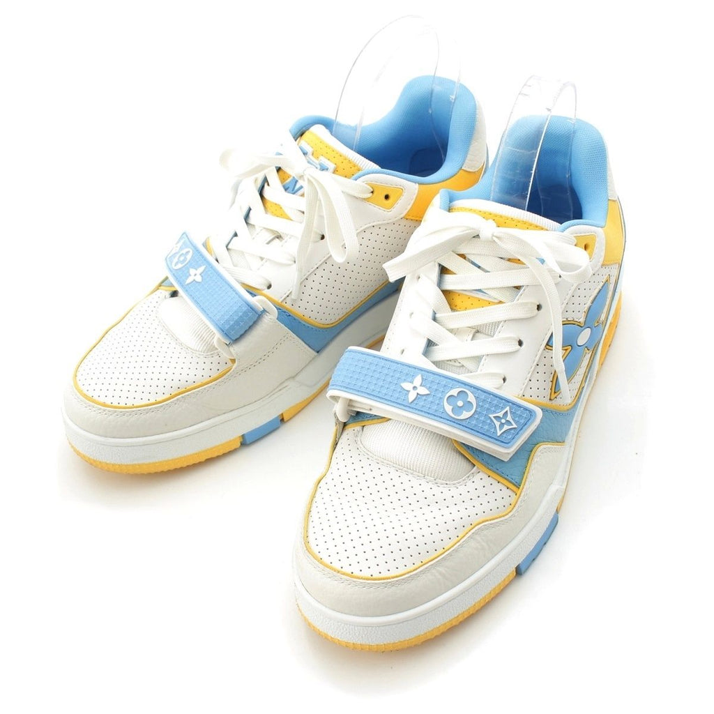 Louis Vuitton LV Trayna Leather Velcro Sneakers Light Blue 7 1/2