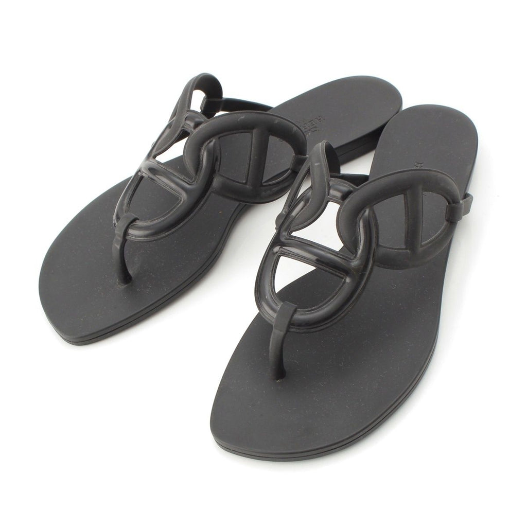 Hermes Egerie Laver Flat Sandals Shoes Black
