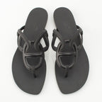 Hermes Egerie Laver Flat Sandals Shoes Black — view 2