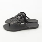Hermes Egerie Laver Flat Sandals Shoes Black — view 3