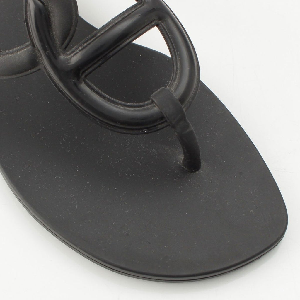 Hermes Egerie Laver Flat Sandals Shoes Black — view 6
