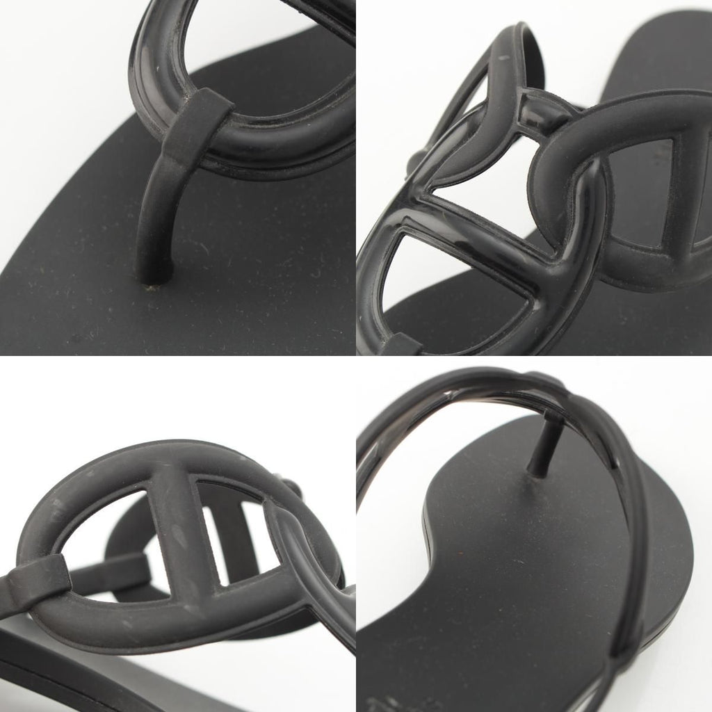 Hermes Egerie Laver Flat Sandals Shoes Black — view 9