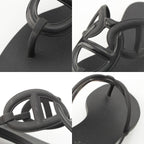 Hermes Egerie Laver Flat Sandals Shoes Black — view 9