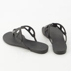 Hermes Egerie Laver Flat Sandals Shoes Black — view 4