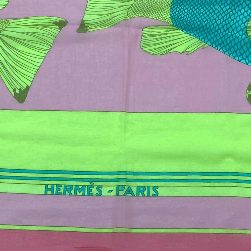 Hermes Fish Large Shawl Scarf Pink — view 6