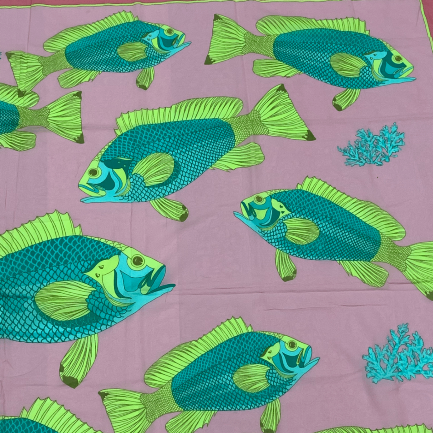 Hermes Fish Large Shawl Scarf Pink — view 2