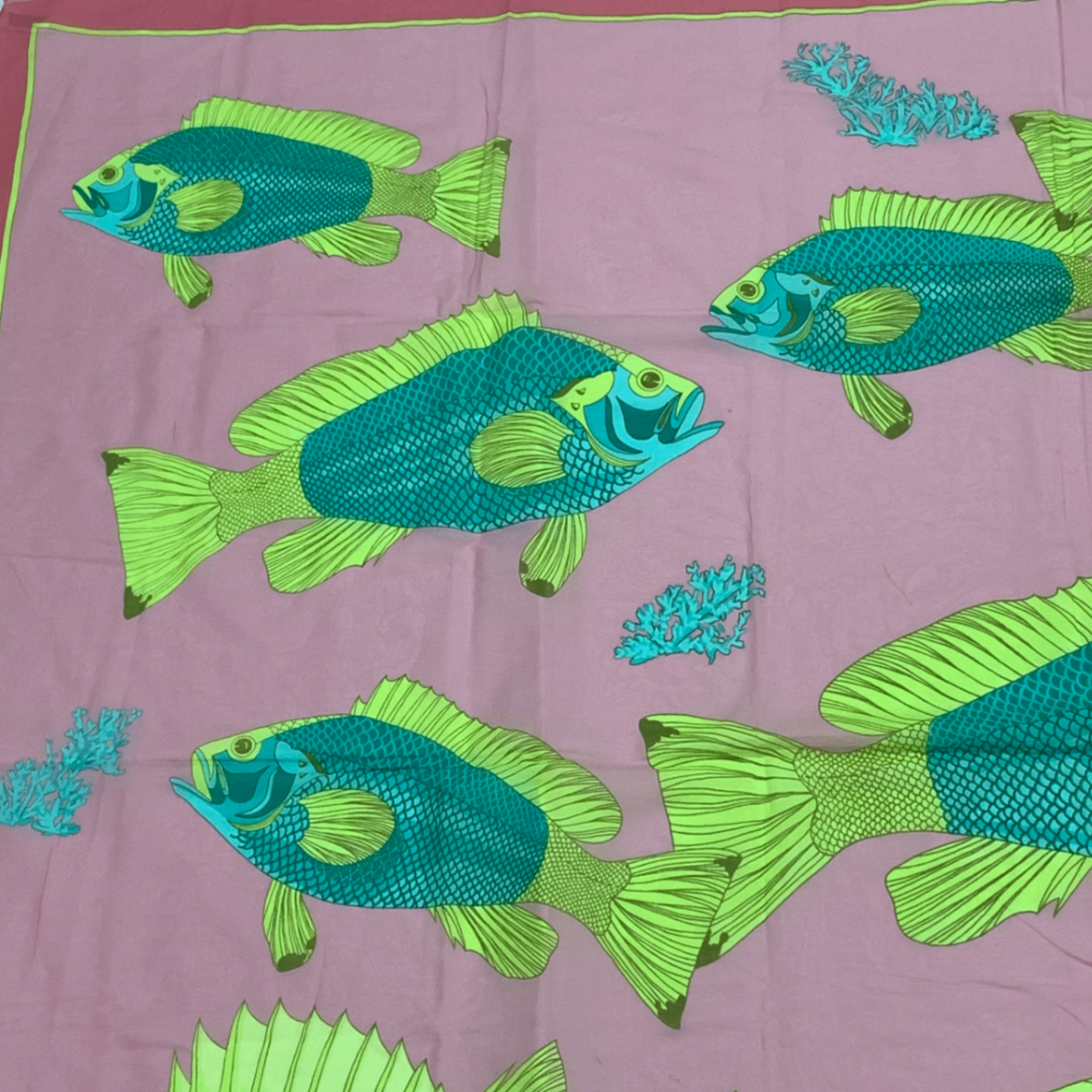 Hermes Fish Large Shawl Scarf Pink — view 4