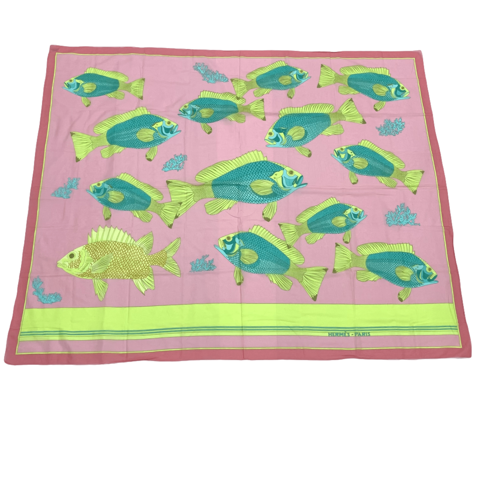 Hermes Fish Large Shawl Scarf Pink