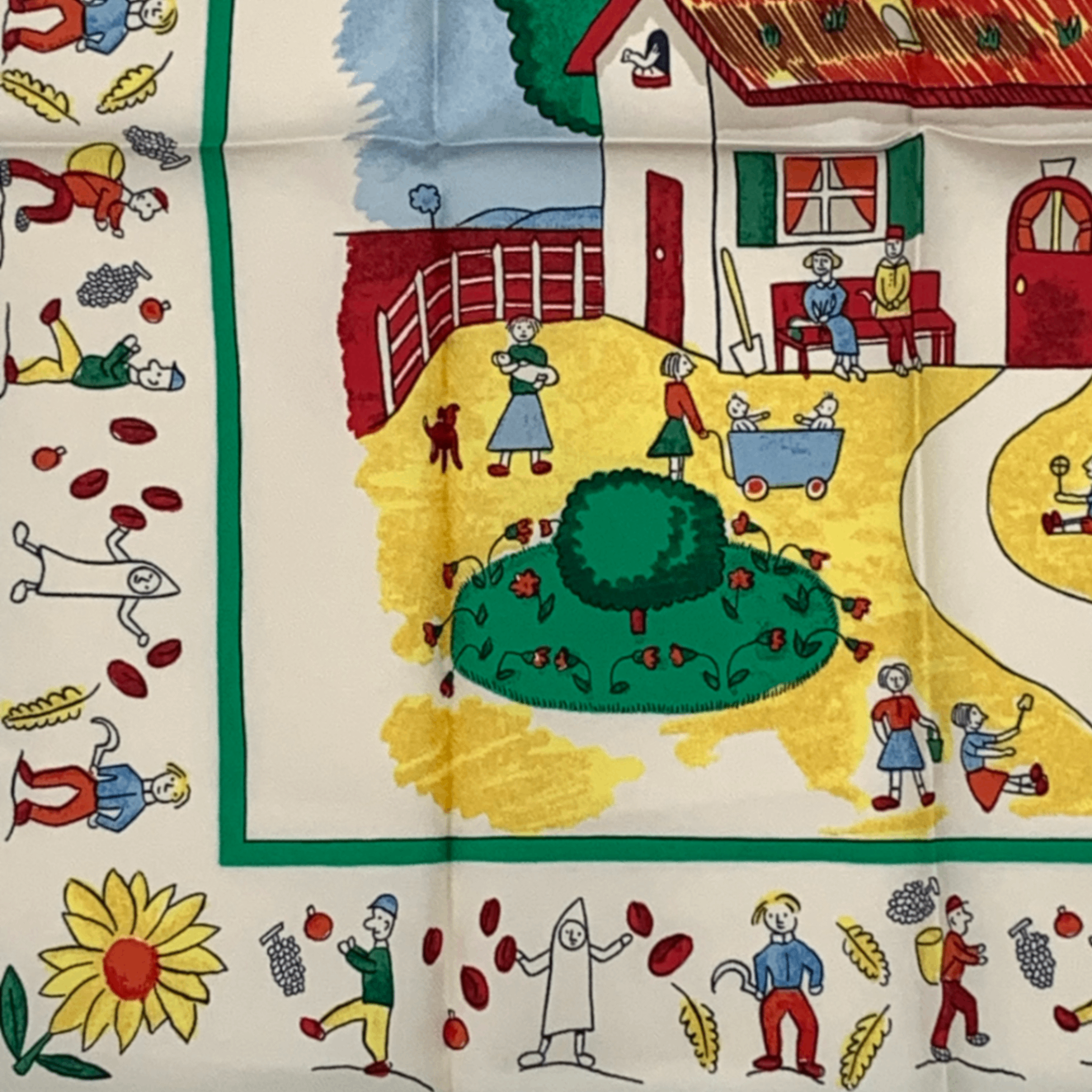 Hermes RE Tour a la Terre Return Silk 100% Scarf Green — view 4