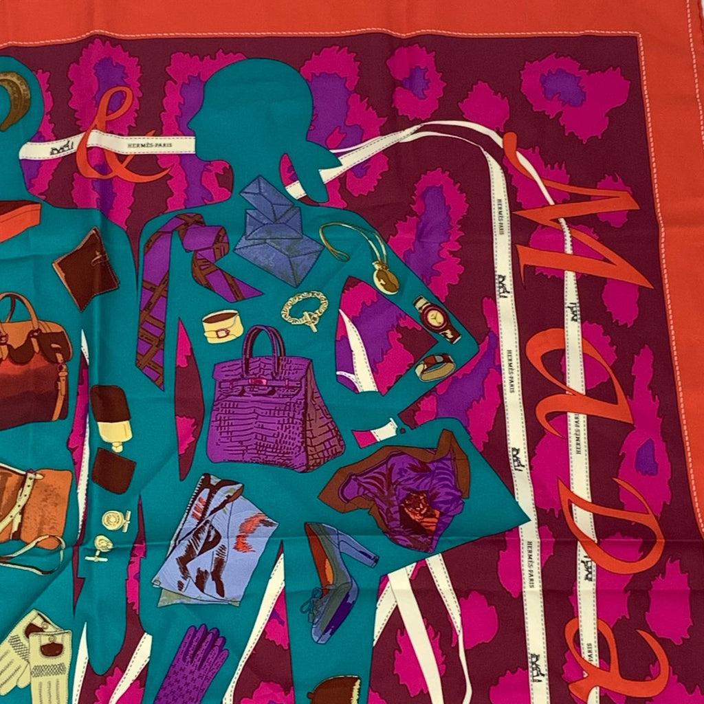 Hermes Carre 90 Monsieur Et Madame All Over Pattern Silk Scarf Multicolor — view 3