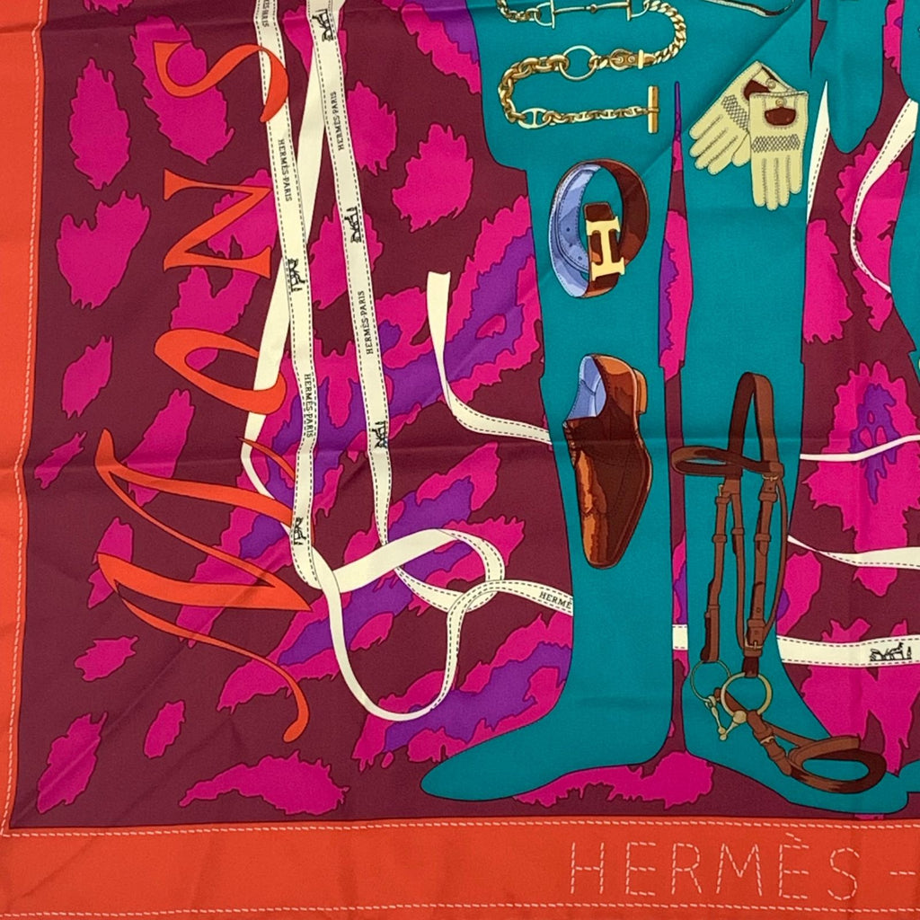 Hermes Carre 90 Monsieur Et Madame All Over Pattern Silk Scarf Multicolor — view 4