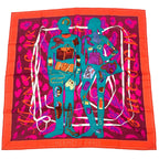 Hermes Carre 90 Monsieur Et Madame All Over Pattern Silk Scarf Multicolor