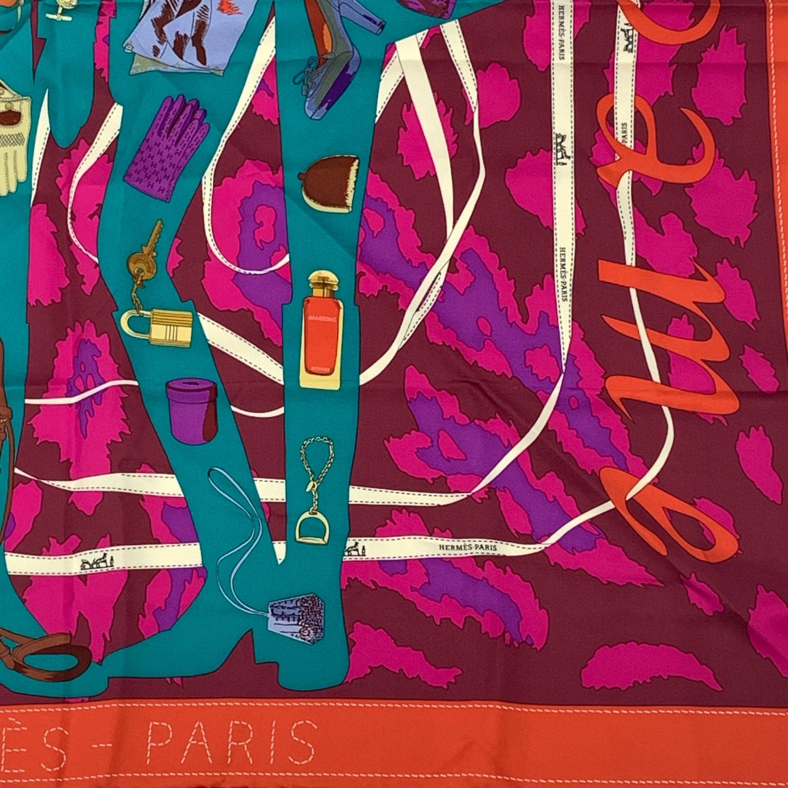 Hermes Carre 90 Monsieur Et Madame All Over Pattern Silk Scarf Multicolor — view 5