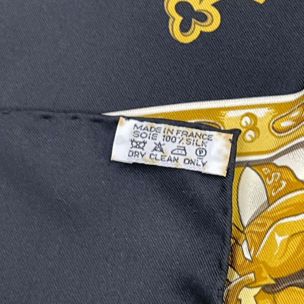 Hermes Scarf Carre 90 Scene with Horses la Vie a Cheval Gold Black — view 7