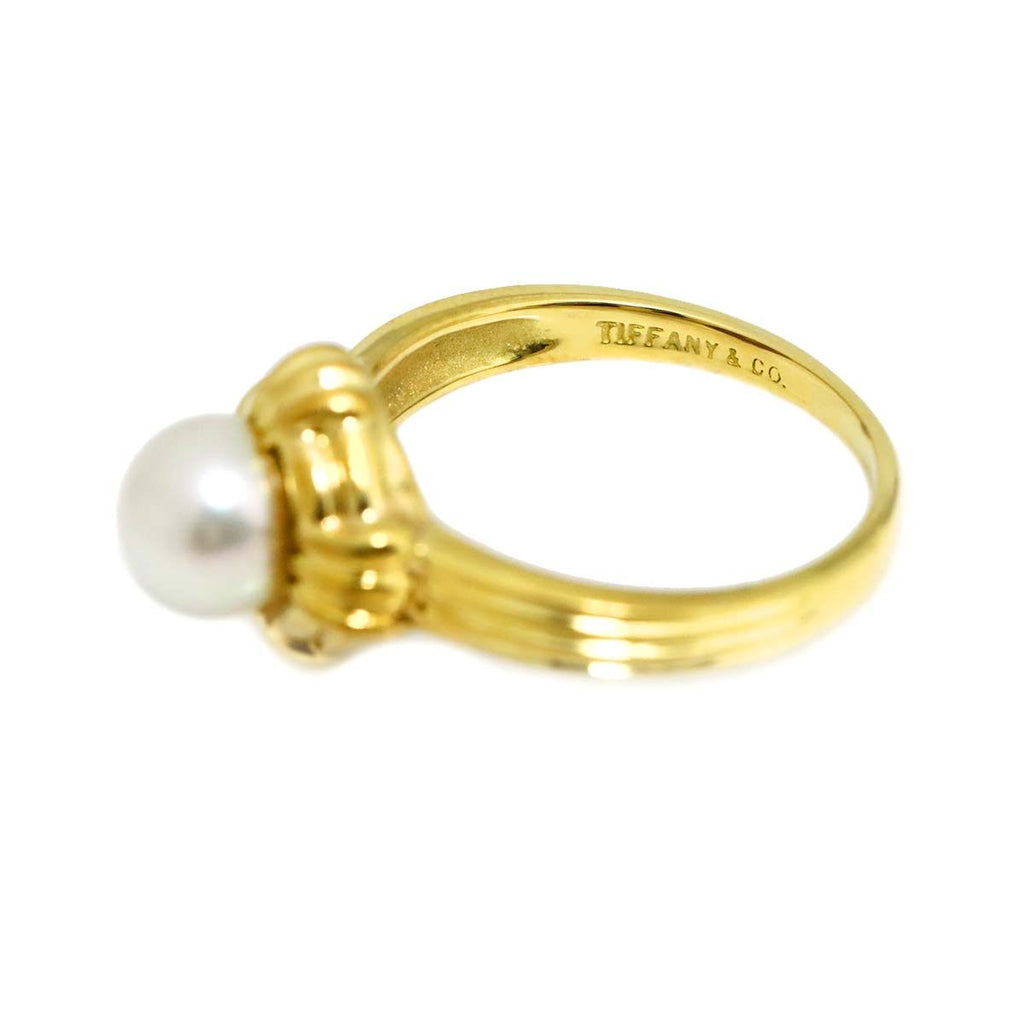 Tiffany & Co Akoya Pearl Ring 18k YG Yellow Gold — view 4