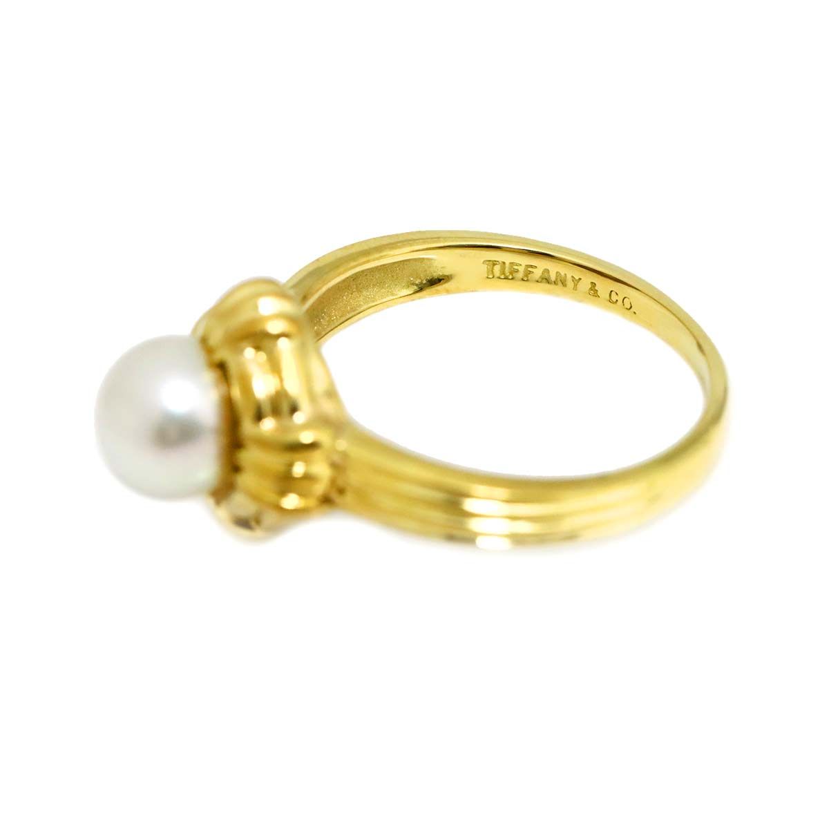 Tiffany & Co Akoya Pearl Ring 18k YG Yellow Gold — view 4