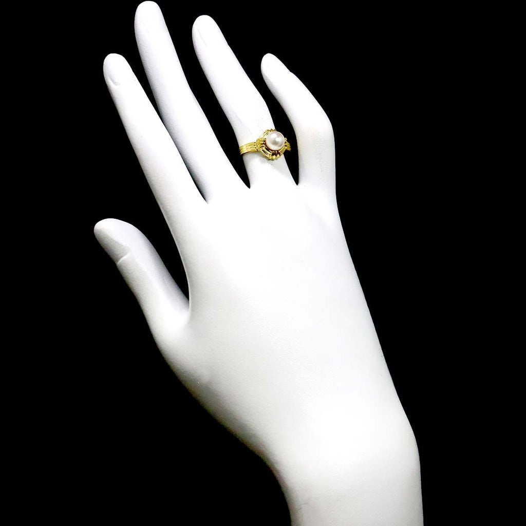 Tiffany & Co Akoya Pearl Ring 18k YG Yellow Gold — view 7