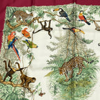 Hermes Scarf Carre 90 Equateur Red Right Under The Road Animal Bird All Over