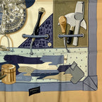 Hermes Scarf Carre 90 Tout Cuir All Leather Silk Brown