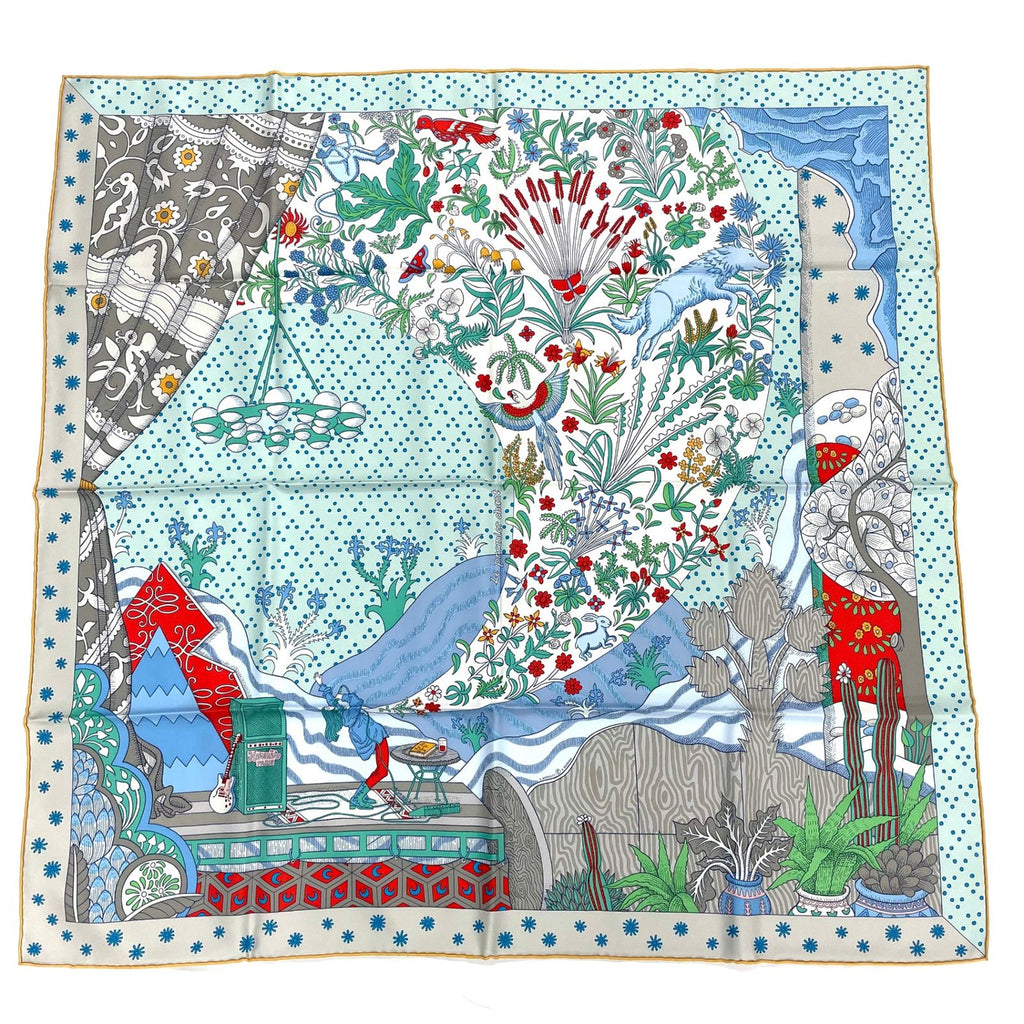 Hermes Carre 90 le Premier Chant Beginning Song Scarf Multicolor