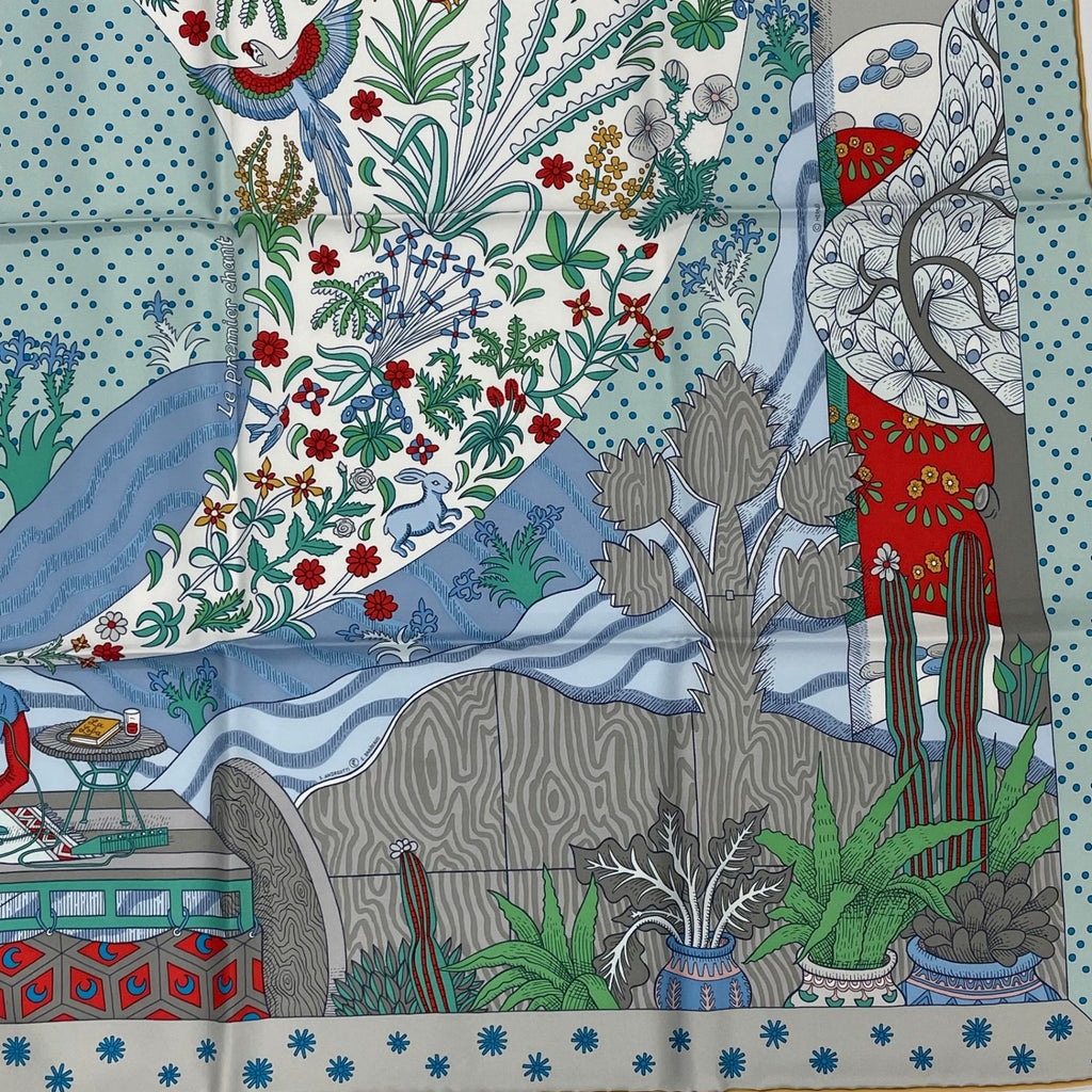 Hermes Carre 90 le Premier Chant Beginning Song Scarf Multicolor — view 5