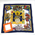 Hermes Carre 90 the Original New Orleans Creole Jazz New Scarf Silk Navy