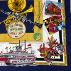 Hermes Carre 90 the Original New Orleans Creole Jazz New Scarf Silk Navy — view 6