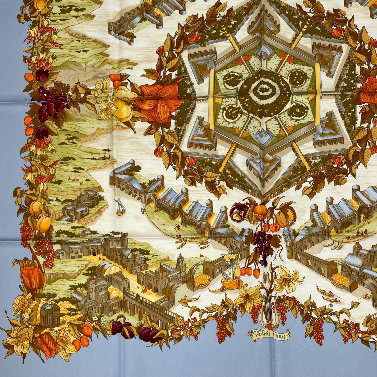 Hermes Scarf Carre 90 Silk Au Pays de Cocagne in Paradise Multicolor — view 5