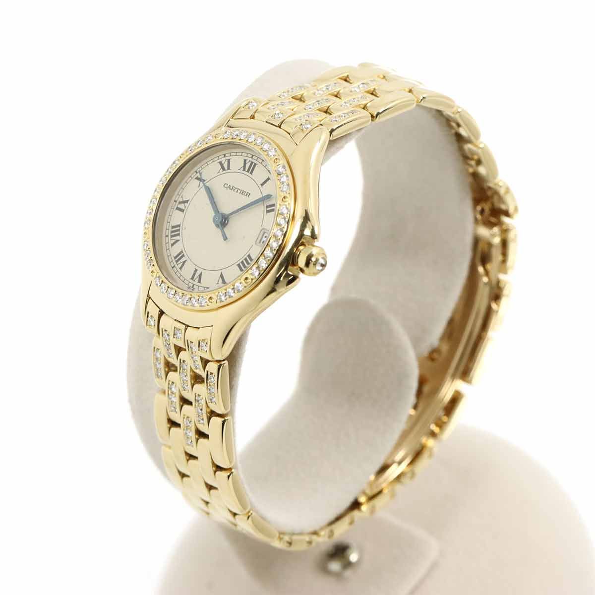 Cartier Panthere Cougar Diamond Bezel Bracelet 18k Yellow Gold Plaque Quartz — view 2