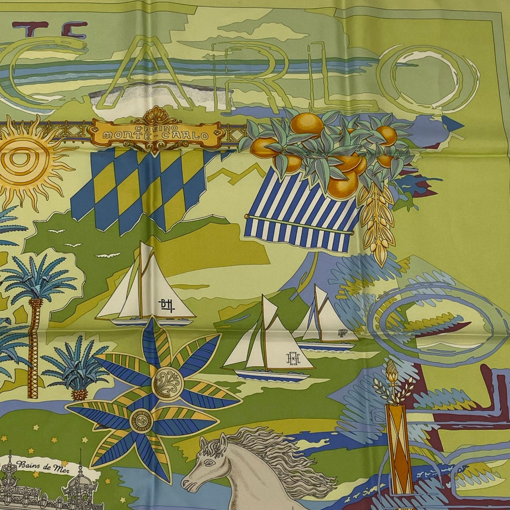 Hermes Carre 90 Silk Scarf Monte Carlo Casino Prince Albert Anniversary Monaco — view 3