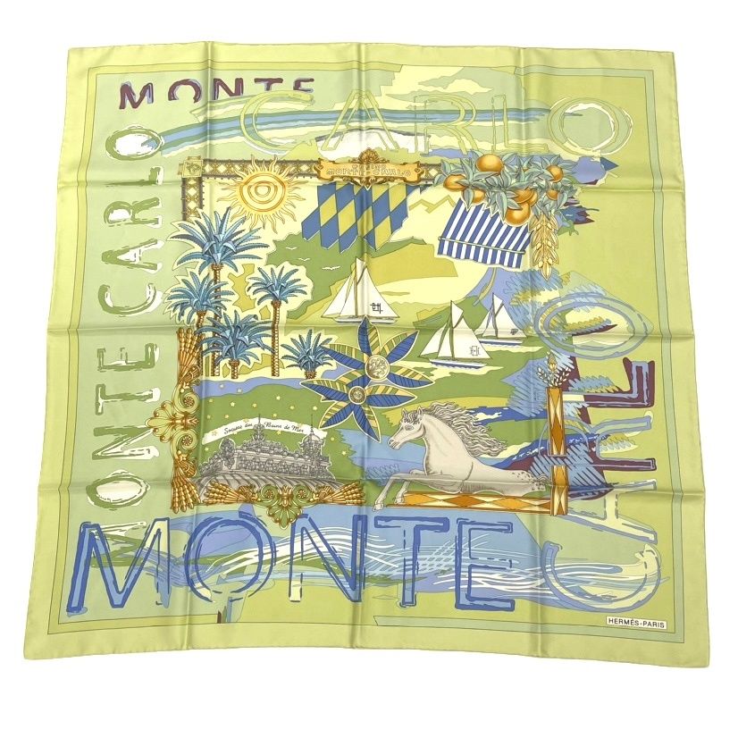 Hermes Carre 90 Silk Scarf Monte Carlo Casino Prince Albert Anniversary Monaco