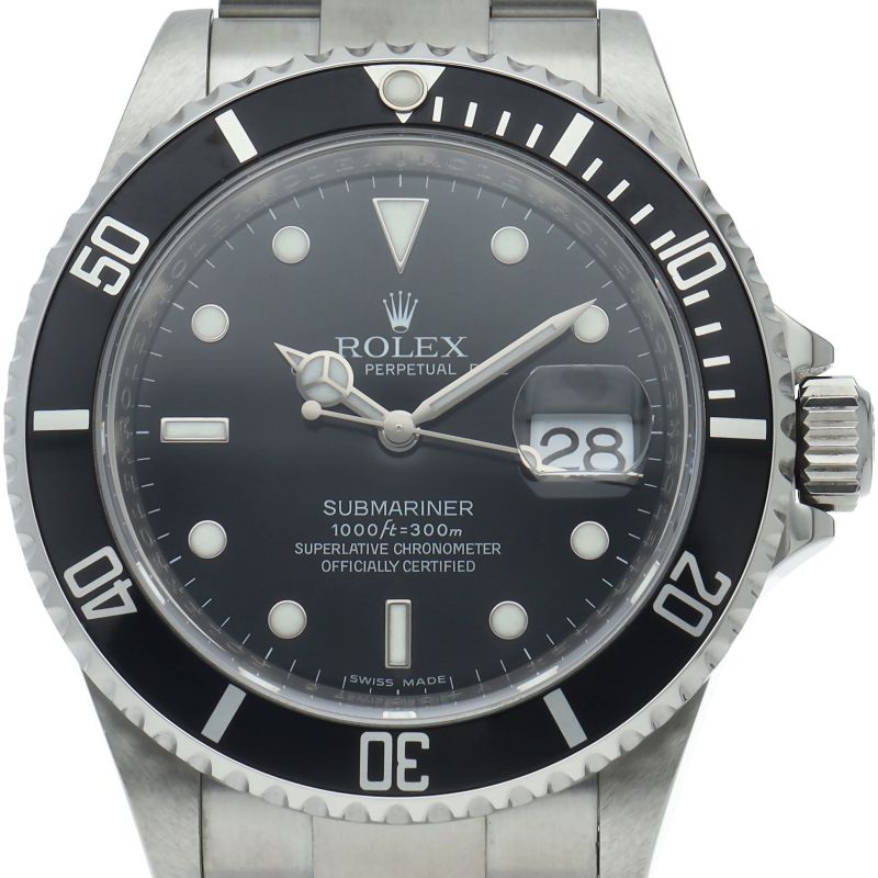Rolex Submariner Date Roulette Box Card Stainless Steel Watch Black Polished