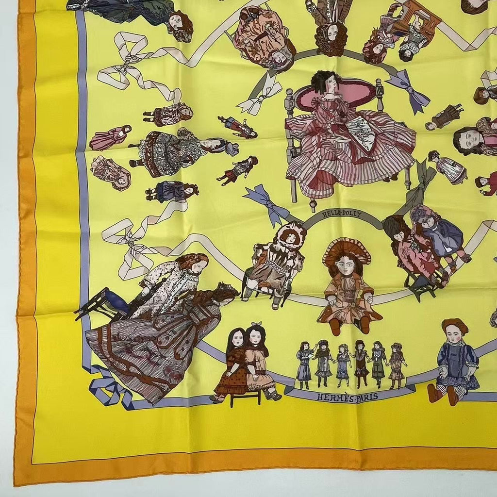Hermes Carre 90 Silk Scarf Hello Dolly Yellow — view 4